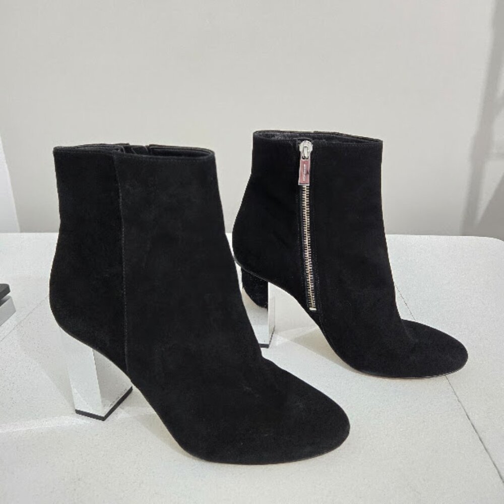 Michael Kors Black Suede Petra Ankle Boots Booties Sz 9M Pave Bling Formal Hoco - Picture 2 of 15